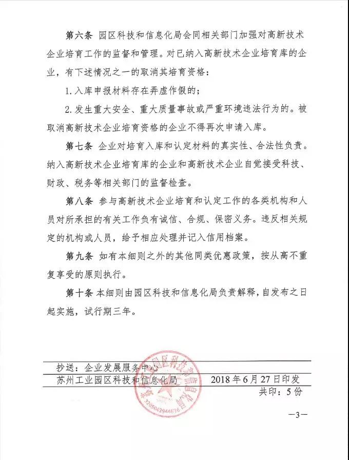 蘇州工業園區高新技術企業認定，高培獎勵政策，認定高新企業